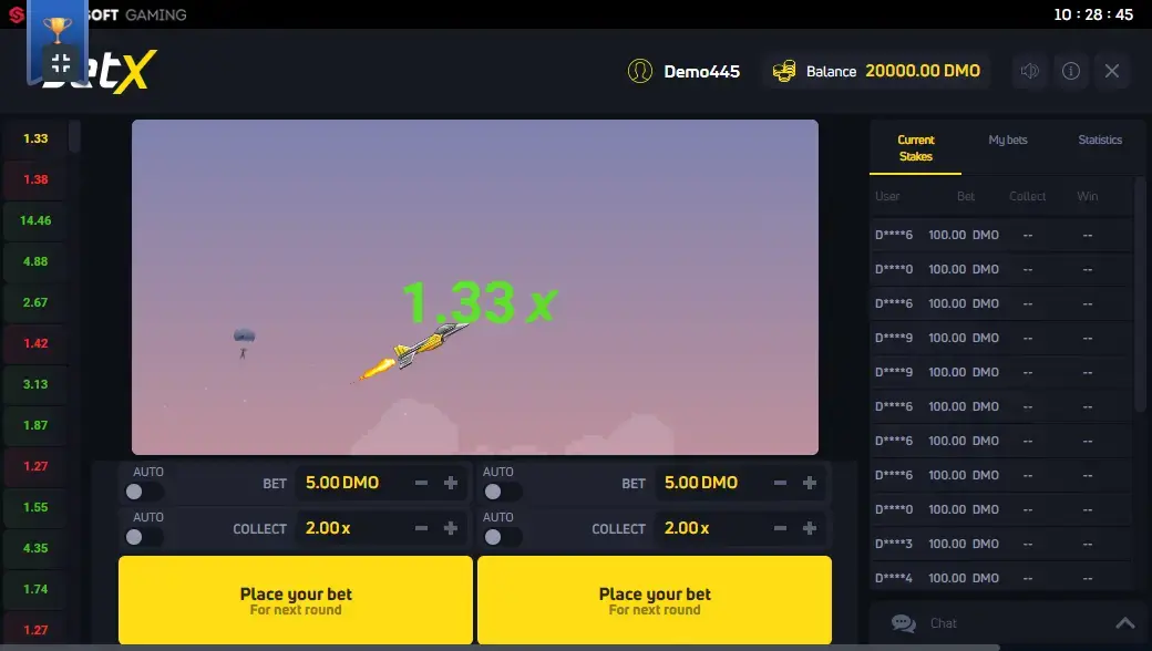 JetX Game interface